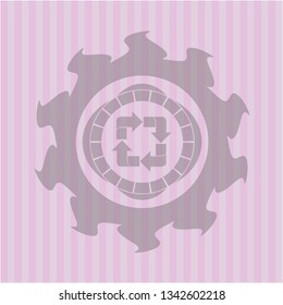recycle icon inside realistic pink emblem
