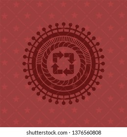 recycle icon inside realistic red emblem
