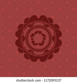 recycle icon inside red icon or emblem