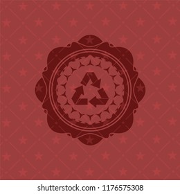 recycle icon inside red emblem. Vintage.