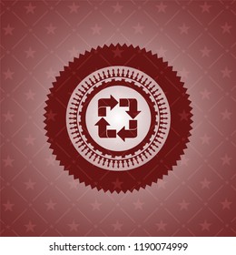recycle icon inside red icon or emblem