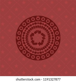 recycle icon inside red icon or emblem