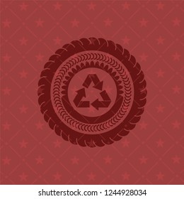 recycle icon inside red emblem. Vintage.