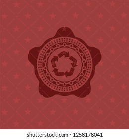 recycle icon inside red emblem