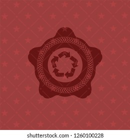 recycle icon inside red icon or emblem