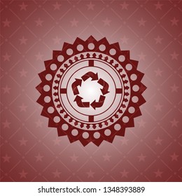recycle icon inside red emblem. Vintage.