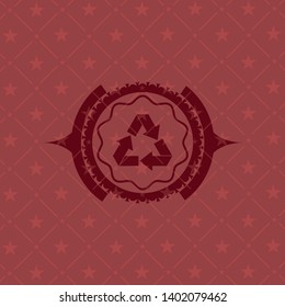 recycle icon inside red icon or emblem