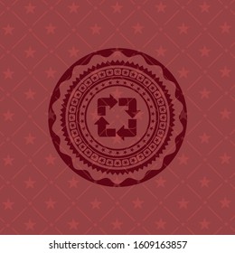 recycle icon inside red emblem. Vintage.