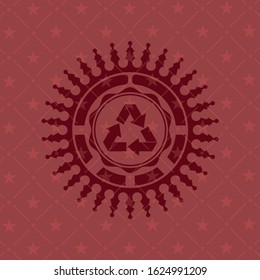 recycle icon inside red icon or emblem