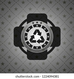 recycle icon inside retro style black emblem