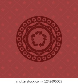 recycle icon inside retro style red emblem