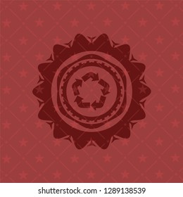 recycle icon inside retro style red emblem