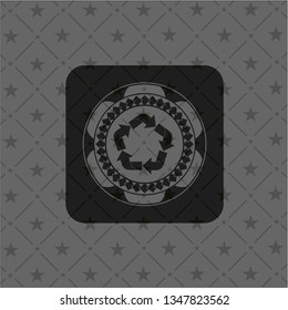 recycle icon inside retro style black emblem