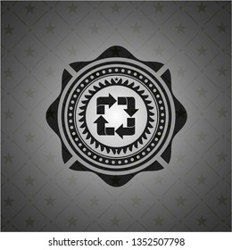 recycle icon inside retro style black emblem