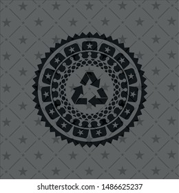 recycle icon inside retro style black emblem