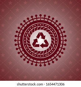 recycle icon inside retro style red emblem