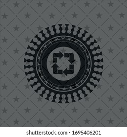 recycle icon inside retro style black emblem