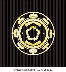 recycle icon inside shiny emblem