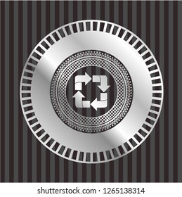 recycle icon inside silver badge