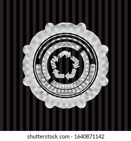 recycle icon inside silver emblem or badge