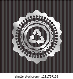 recycle icon inside silvery shiny badge