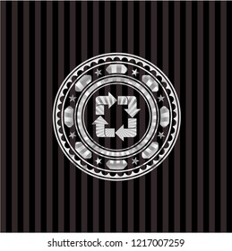 recycle icon inside silvery shiny emblem