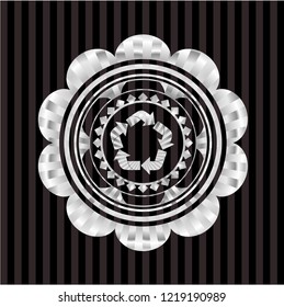 recycle icon inside silvery shiny emblem