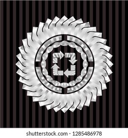 recycle icon inside silvery shiny badge