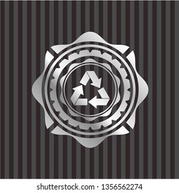 recycle icon inside silvery shiny badge