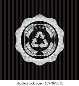 recycle icon inside silvery shiny badge