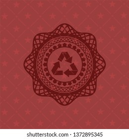 recycle icon inside vintage red emblem