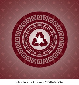 recycle icon inside vintage red emblem