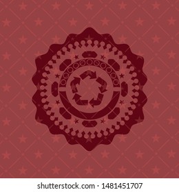 recycle icon inside vintage red emblem