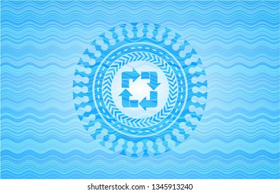 recycle icon inside water concept emblem background.