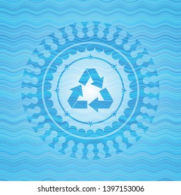 recycle icon inside water emblem background.