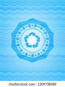 recycle icon inside water representation emblem.