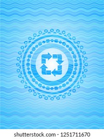 recycle icon inside water representation emblem background.