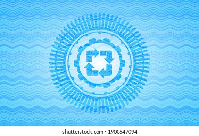 icono de reciclaje dentro del fondo de la placa de representación de agua. 