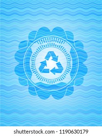 recycle icon inside water wave representation emblem.