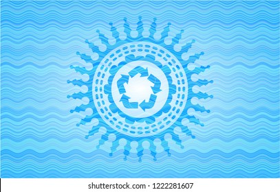 recycle icon inside water wave emblem background.