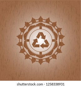 recycle icon inside wooden signboards