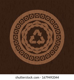recycle icon inside wooden signboards