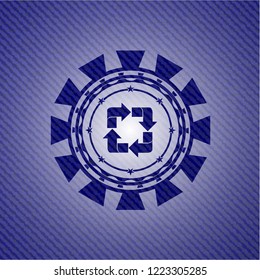 recycle icon with jean texture