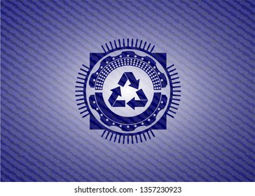 recycle icon with jean texture