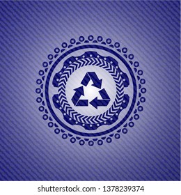 recycle icon with jean texture