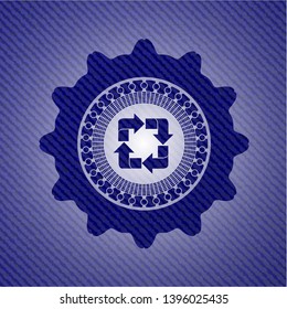 recycle icon with jean texture