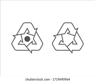 Recycle icon and label, recycle line icon set, vector isolated on white.
