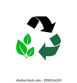 Recycle icon. leaf icon isolated on white background. vector illustration.