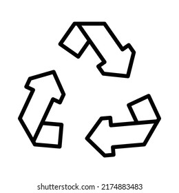 Recycle Icon. Line Art Style Design Isolated On White Background