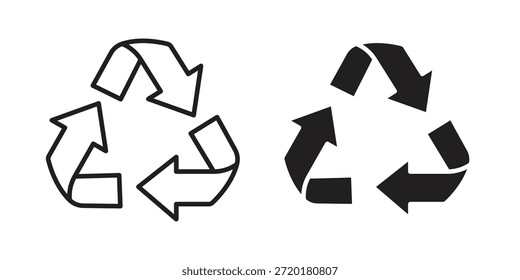 Icono de reciclaje en diseño de línea. Sencillo Vector de iconos